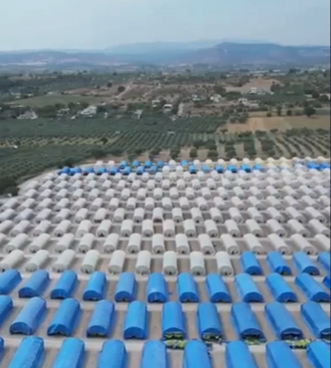 Aerial view of the greenhouses